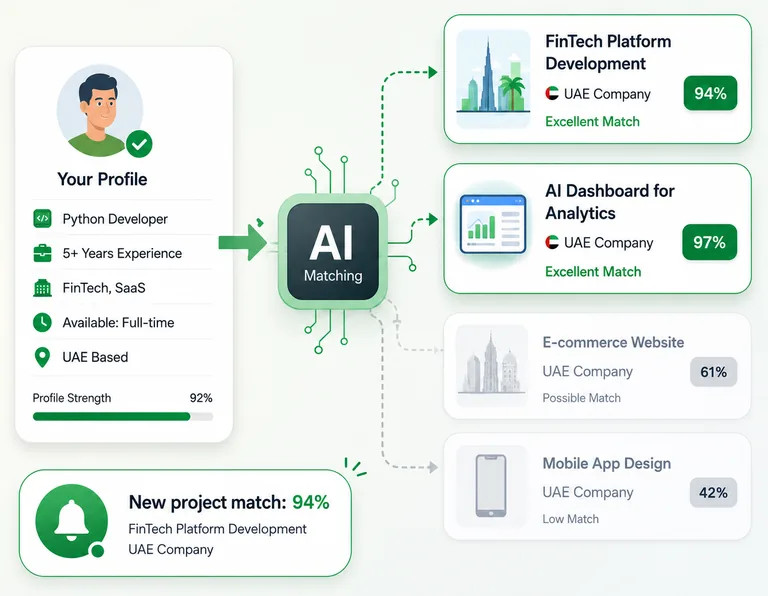Mahir AI matches your profile to suitable UAE projects